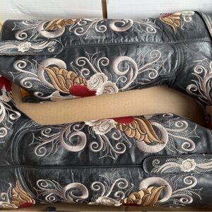 Old Gringo Black Leather Boots with Embroidery